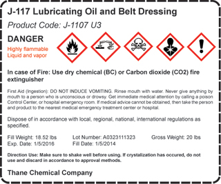 Sample SDS Label generated with free tool